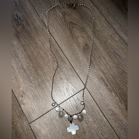 Love Heals abalone pearl, real pearl, and silver long necklace - Picture 1 of 3